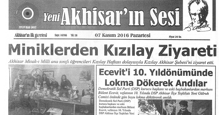 Yeni Akhisarın Sesi Gazetesi 7 Kasım 2016