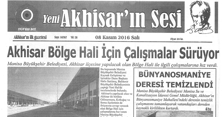 Yeni Akhisarın Sesi Gazetesi 8 Kasım 2016