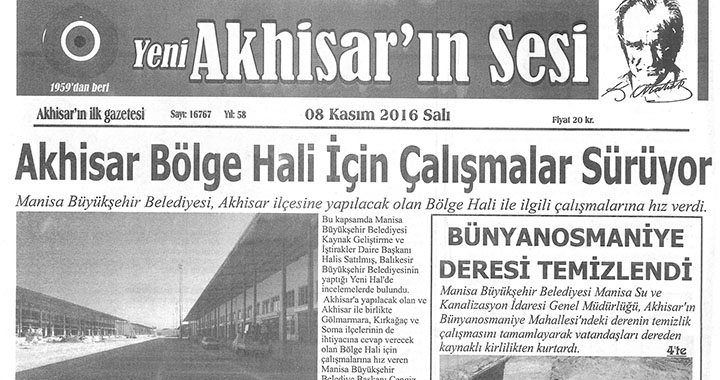 Yeni Akhisarın Sesi Gazetesi 9 Kasım 2016