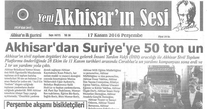 Yeni Akhisarın Sesi Gazetesi 17 Kasım 2016