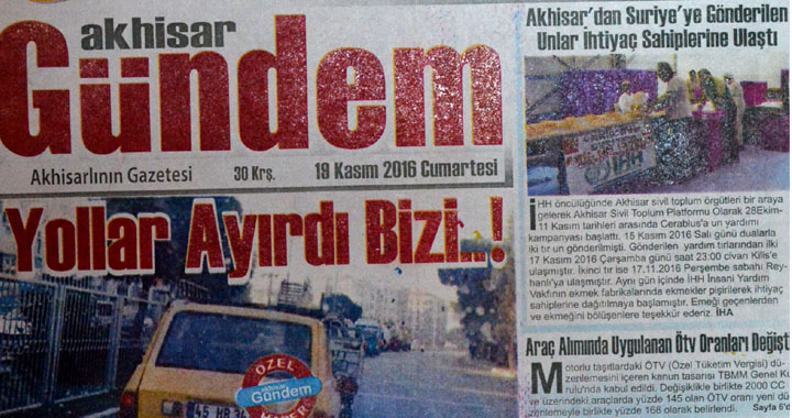 Akhisar Gündem Gazetesi 19 Kasım 2016