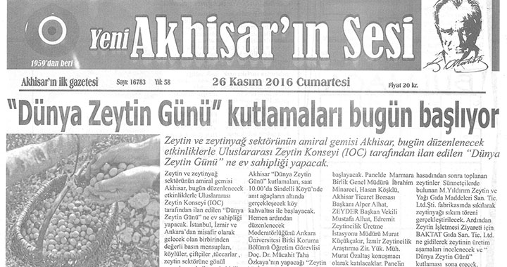 Yeni Akhisarın Sesi Gazetesi 26 Kasım 2016