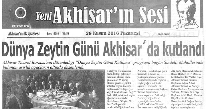 Yeni Akhisarın Sesi Gazetesi 28 Kasım 2016
