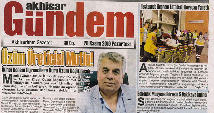 Akhisar Gündem Gazetesi 28 Kasım 2016