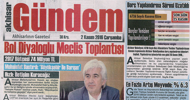 Akhisar Gündem Gazetesi 2 Kasım 2016