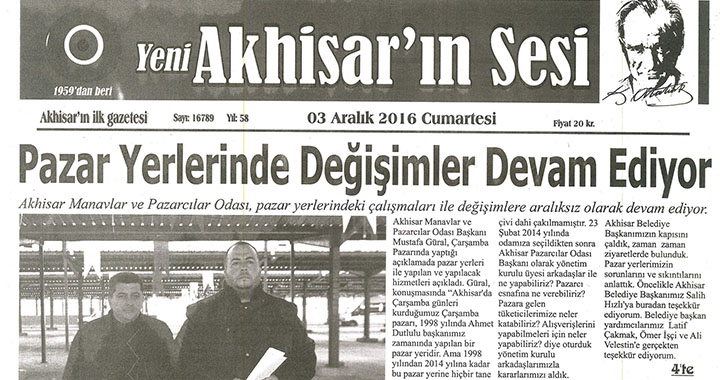 Yeni Akhisarın Sesi Gazetesi 3 Aralık 2016