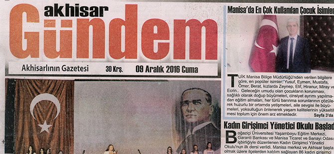 Akhisar Gündem Gazetesi 9 Aralık 2016