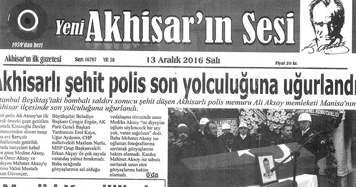 Yeni Akhisarın Sesi Gazetesi 13 Aralık 2016