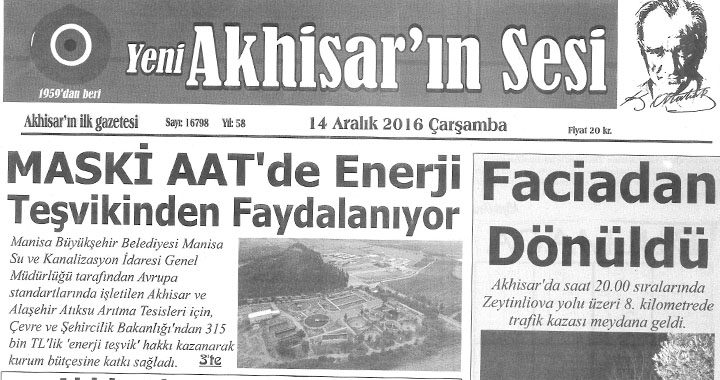 Yeni Akhisarın Sesi Gazetesi 14 Aralık 2016