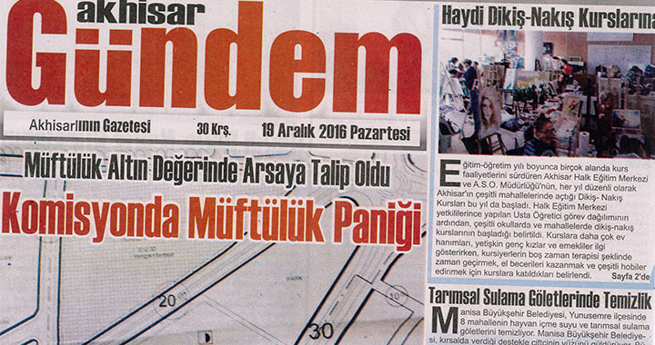 Akhisar Gündem Gazetesi 19 Aralık 2016