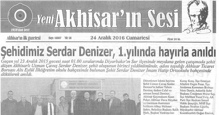 Yeni Akhisarın Sesi Gazetesi 24 Aralık 2016