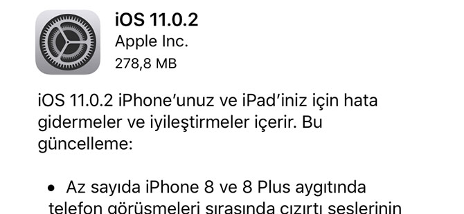 Apple iOS 11.0.2 Güncellemesi Çıktı