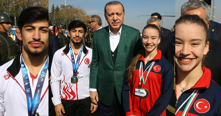 Cumhurbaşkanı Erdoğan’ı Akhisarlı 2 şampiyon karşıladı