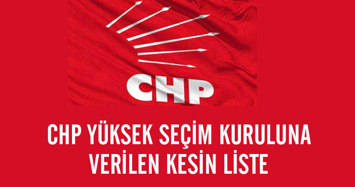 CHP'nin yüksek seçim kuruluna verdiği kesin liste