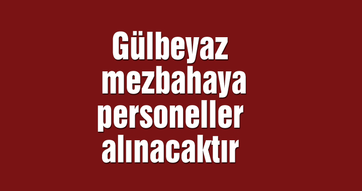 Gülbeyaz mezbahaya personeller alınacaktır