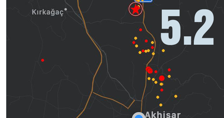 Akhisar'da 19.09'da 5.2 büyüklüğünde deprem meydana geldi