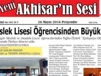 Yeni Akhisar'ın Sesi Gazetesi 26 Mayıs 2016