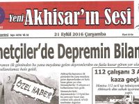 Yeni Akhisarın Sesi Gazetesi 21 Eylül 2016