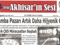 Yeni Akhisar'ın Sesi Gazetesi 23 Eylül 2016