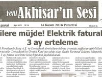 Yeni Akhisarın Sesi Gazetesi 14 Kasım 2016