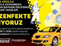 Akhisar Belediyesi, ticari taksileri dezenfekte ediyor