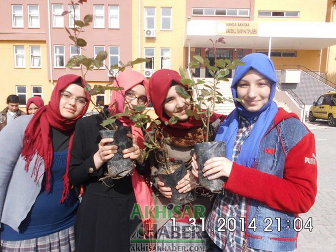 Kutlu Doğum Etkinlikleri Çerçevesinde Akhisar Anadolu İHL Bahçesine Gül Dikti